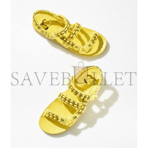 Ch*el  sandals cotton tweedyellow  g33800 x56550 0n550